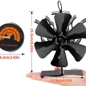 AmzWorld 6-Blade Wood Stove Fan Heat Powered, Wood Heater Fan, Non Electric Fireplace Fan for Wood/Log Burner, Increases 40% More Warm Air Than 4 Blade Fan