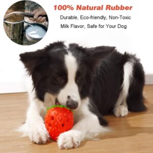 Lumkou Strawberry Dog Toys, Dog Chew Toy for Training and Cleaning, Durable Rubber Dog Toys for Aggressive Chewer, Interactive Tough Teething Toys for Puppy Medium Large Dogs