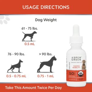 Aspen Green USDA Certified Organic Hemp Oil for Dogs & Cats - Helps with Calming and Mobility - Dog Hemp Oil Drops May Support Occasional Dog & Cat Anxiety Relief (Bacon Flavored, for Large Pets)