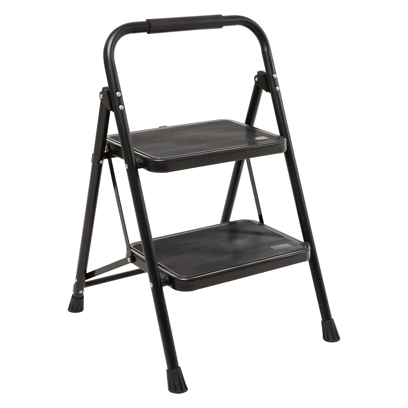 Wiberwi 2 Step Ladder Folding Step Stool for Adults with Handle 330 Lbs Capacity, Lightweight & Portable Step 2 Stool Ladders with Wide Pedal for Home Kitchen Sturdy Steel Frame, Black