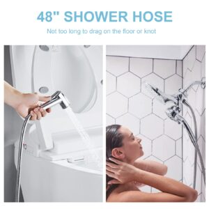 OFFO Shower Hose, 48 Inch Bidet Hose High Pressure Explosion Proof Toilet Hose for Bidet Sprayer Stainless Steel Electroplating Handheld Shower Hose Flex Hoses with Woven Inner Tube, Chrome