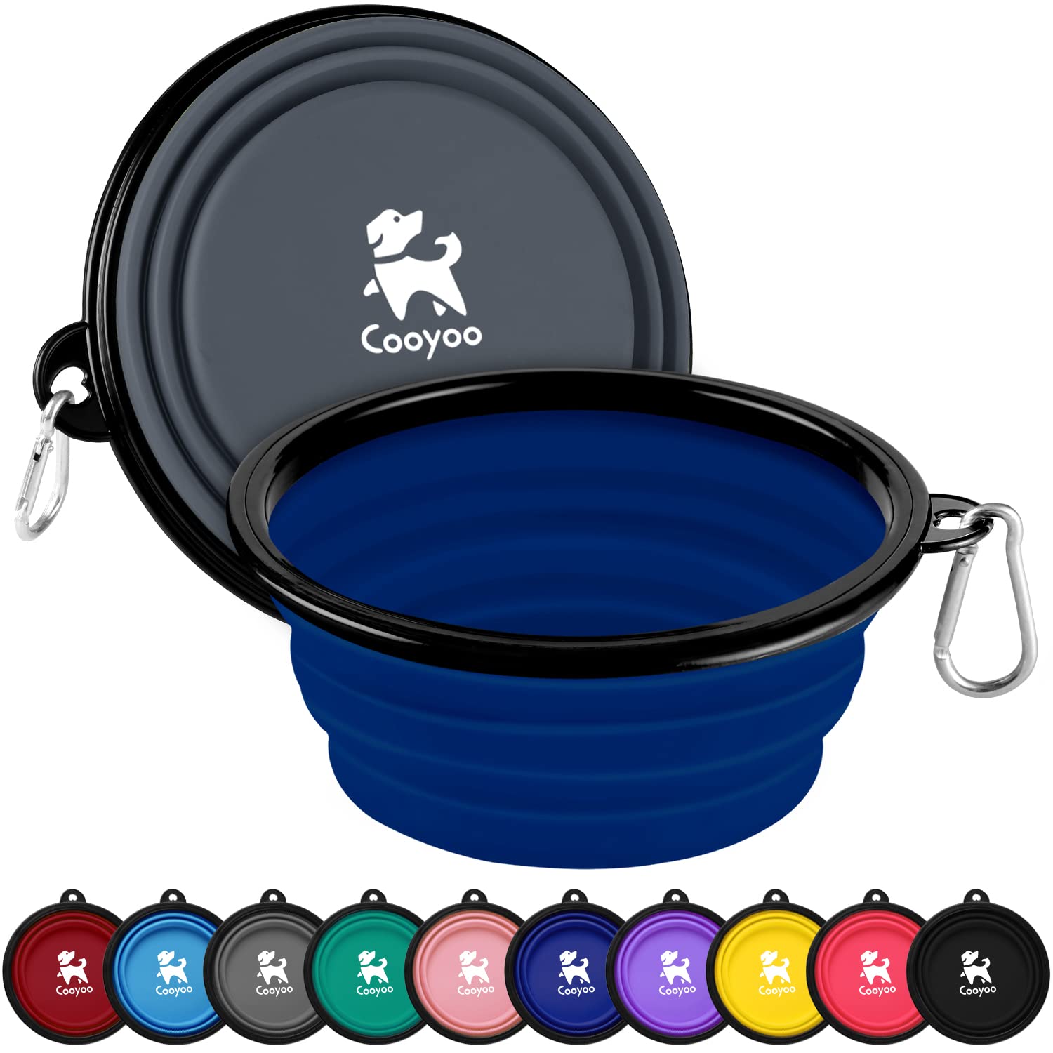 COOYOO Collapsible Dog Bowl,2 Pack Collapsible Dog Water Bowls for Cats Dogs,Portable Pet Feeding Watering Dish for Walking Parking Traveling with 2 Carabiners