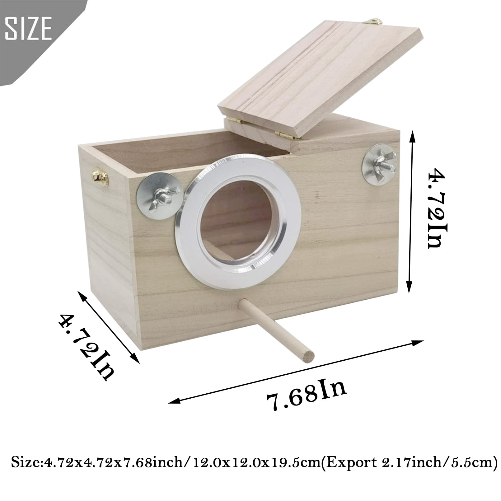 PINVNBY Parakeet Nesting Box Bird House Wood Breeding Box Parrots Mating Box for Lovebirds Budgie Finch Cockatoo Canary and Medium-Sized Birds(S)