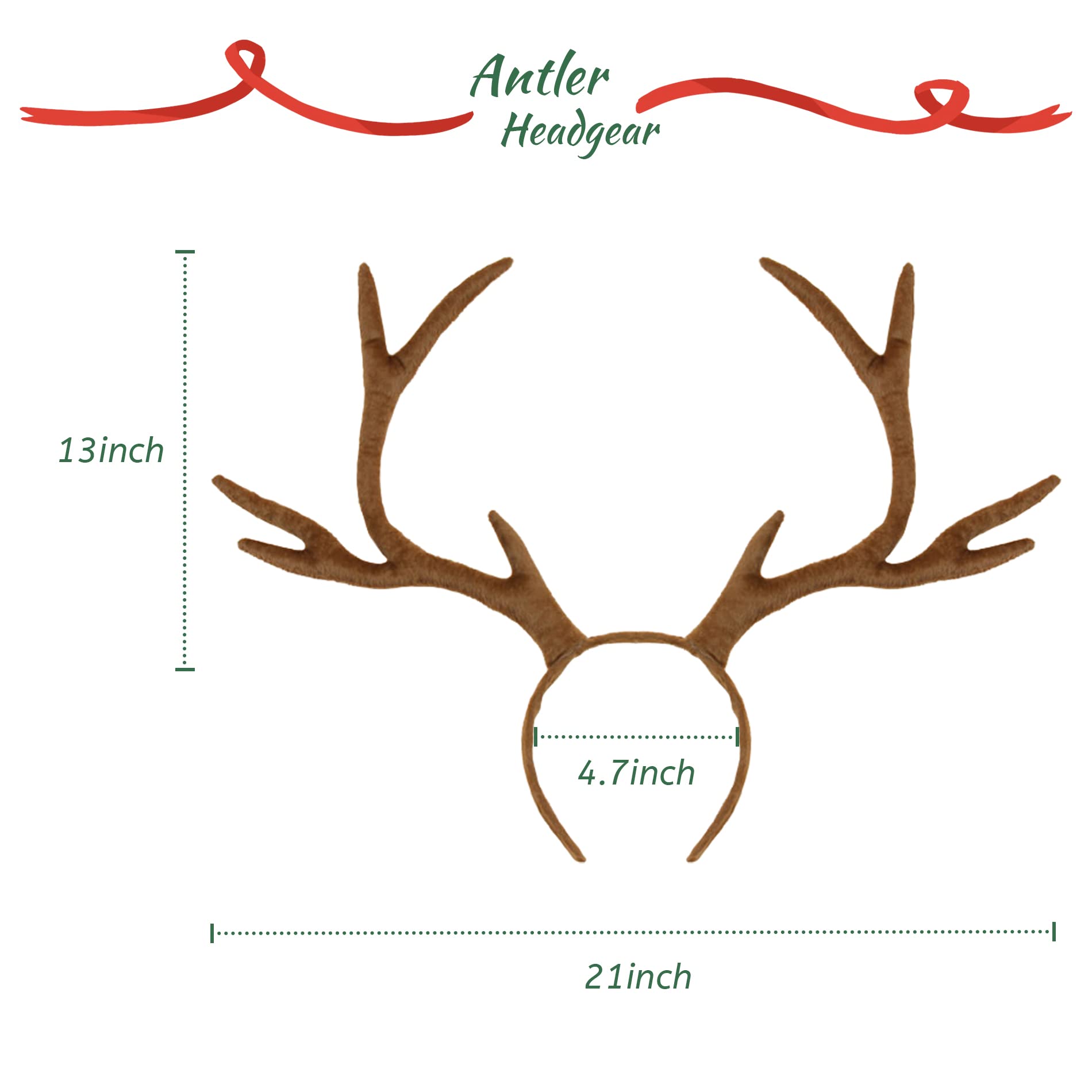 IGMaryBox Christmas Reindeer Antlers Headband Halloween Party Accessories Cosplay Elk Horns Costume Deer Antlers Headband Brown Elk Headgear