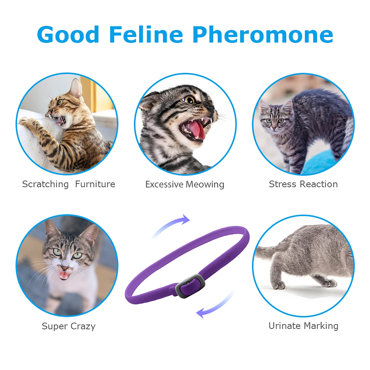 Pets4Luv Calming Collar for Cats - Pheromone Calm Collars, Anxiety Relief Fits Small Medium and Large Cat - 2022 New Version - Adjustable and Waterproof with 100% Natural 3Packs