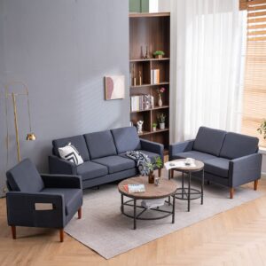 Karl home Loveseat 53.5" Modern Sofa Couch Upholstered Love Seat Furniture 2-Seat Small Sofa for Living Room, Bedroom, Apartment, Studio, Office, Dark Gray