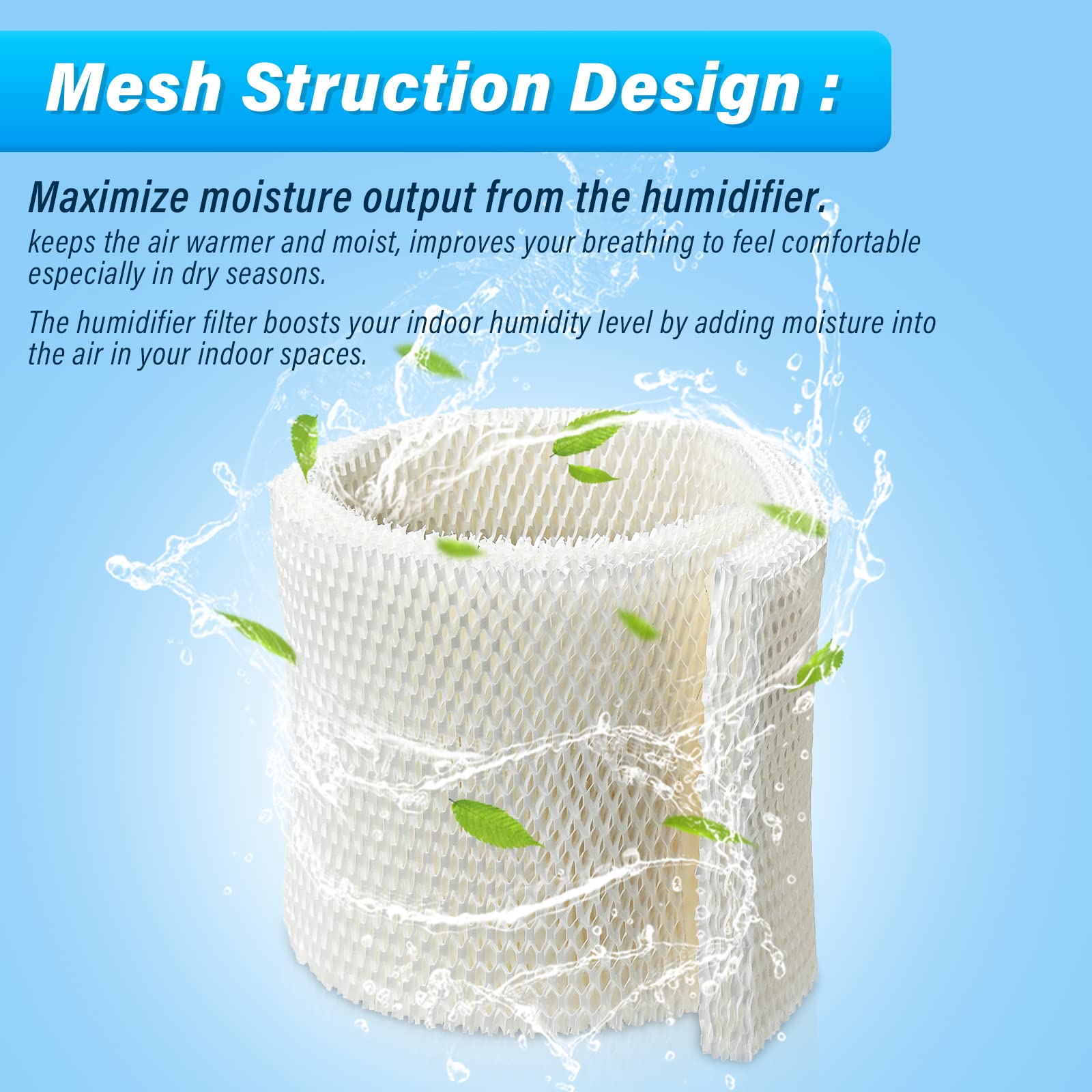 MAF2 Super Wick Humidifier Filter, for Aircare/Essick Air/Moist Air Humidifier MA0600, MA0601, MA0800, MA08000, Kenmore 5408,154080,32 15508 Filters, Humidifier Replacement Wicks - 2-Pack