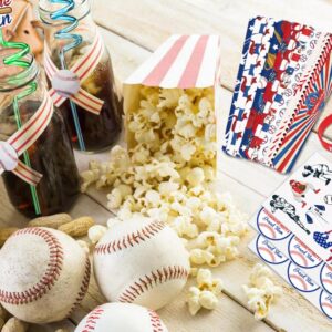 Erweicet Baseball Party Favors Set 72 PCS Baseball Slap Straws Silicone Bracelets Tattoo Stickers Mini Bouncy Balls Toy for Goodie Bag Fillers Baseball Themed Birthday Party Supplies