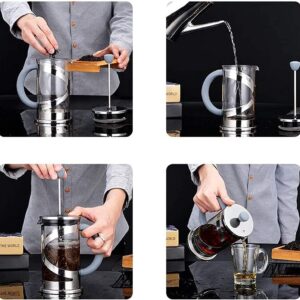 YOUOOK French Coffee Press - 600 ml - Espresso and Tea Maker with Triple Filters, Stainless Steel Plunger and Heat Resistant Borosilicate Glass