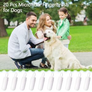 20 Pcs Microfiber Fingerbrush for Dogs Soft Finger Toothbrush Pet Dental Finger Brush for Dog Cat Teeth Cleaning Remove Plaque and Tartar