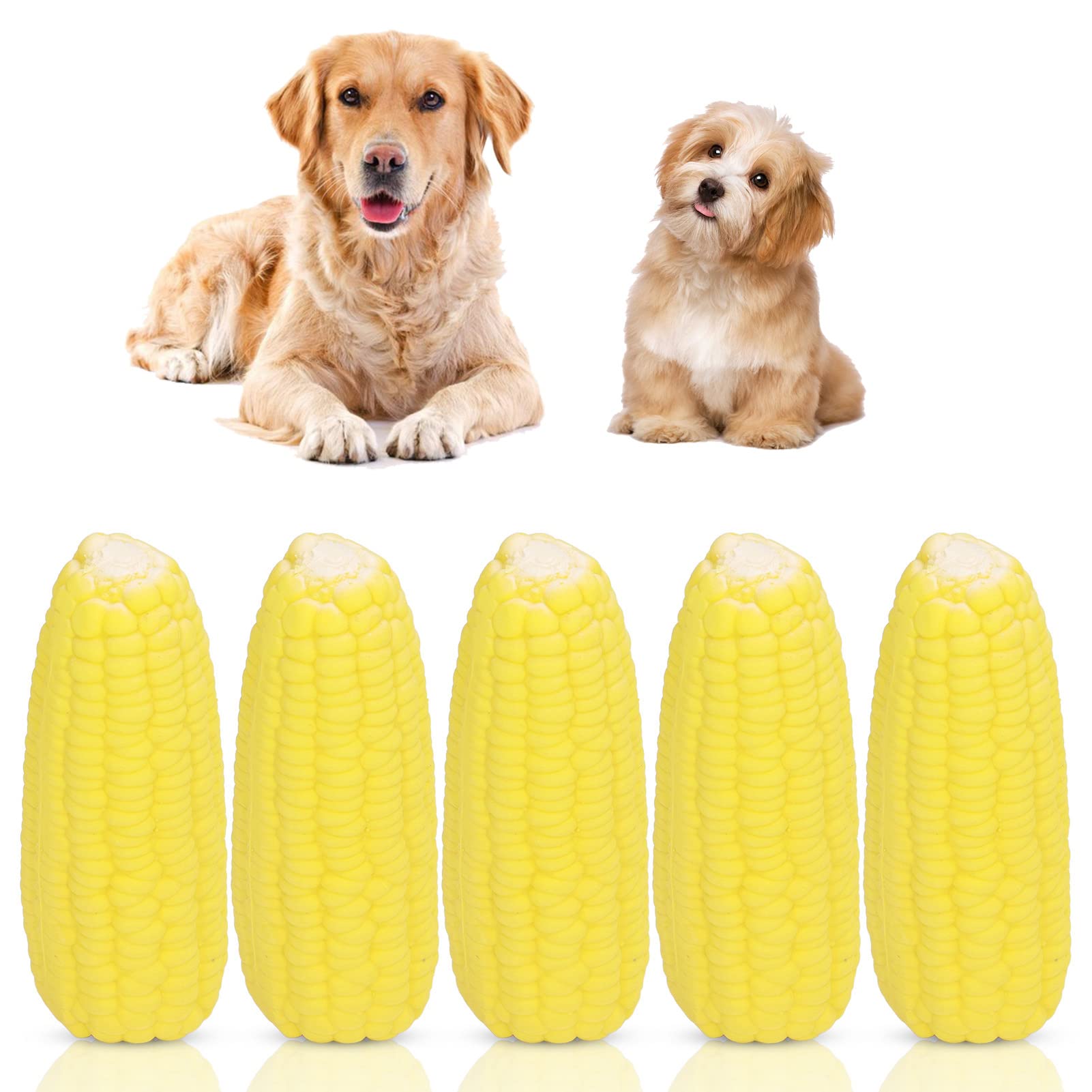 Puppy Teething Chew Toys, Latex Soft Dog Teething Corn Toys, 5 Pieces with Sound for Medium Dogs