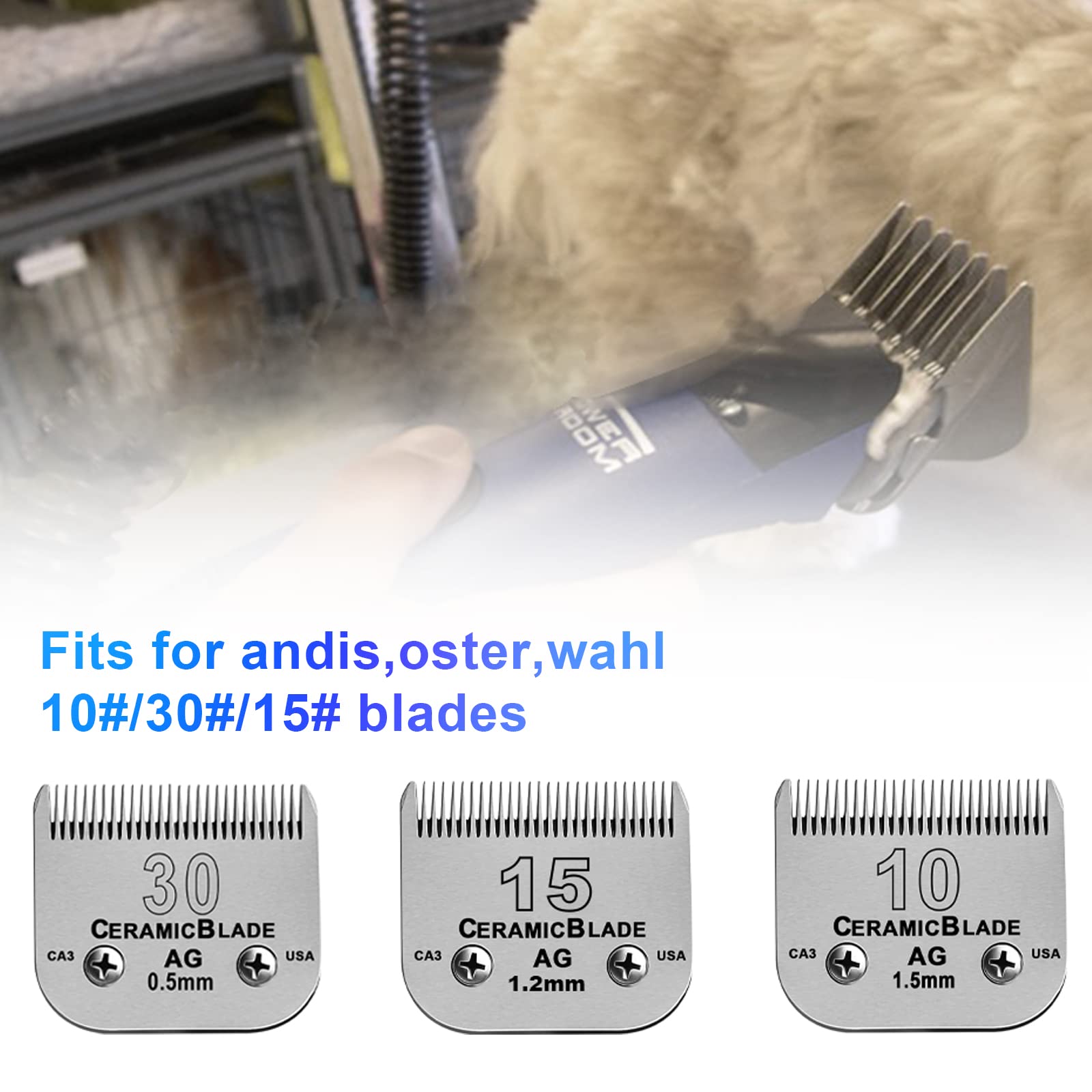 COSYONALL Animal Stainless Steel 5 Color Dog Guide Comb Set,Cutting Length 1/8"-5/8" for 10#/15#/30# A5 Detachable Blade,Compatible with Andis, Oster A5, Wahl KM Series Clipper Guards