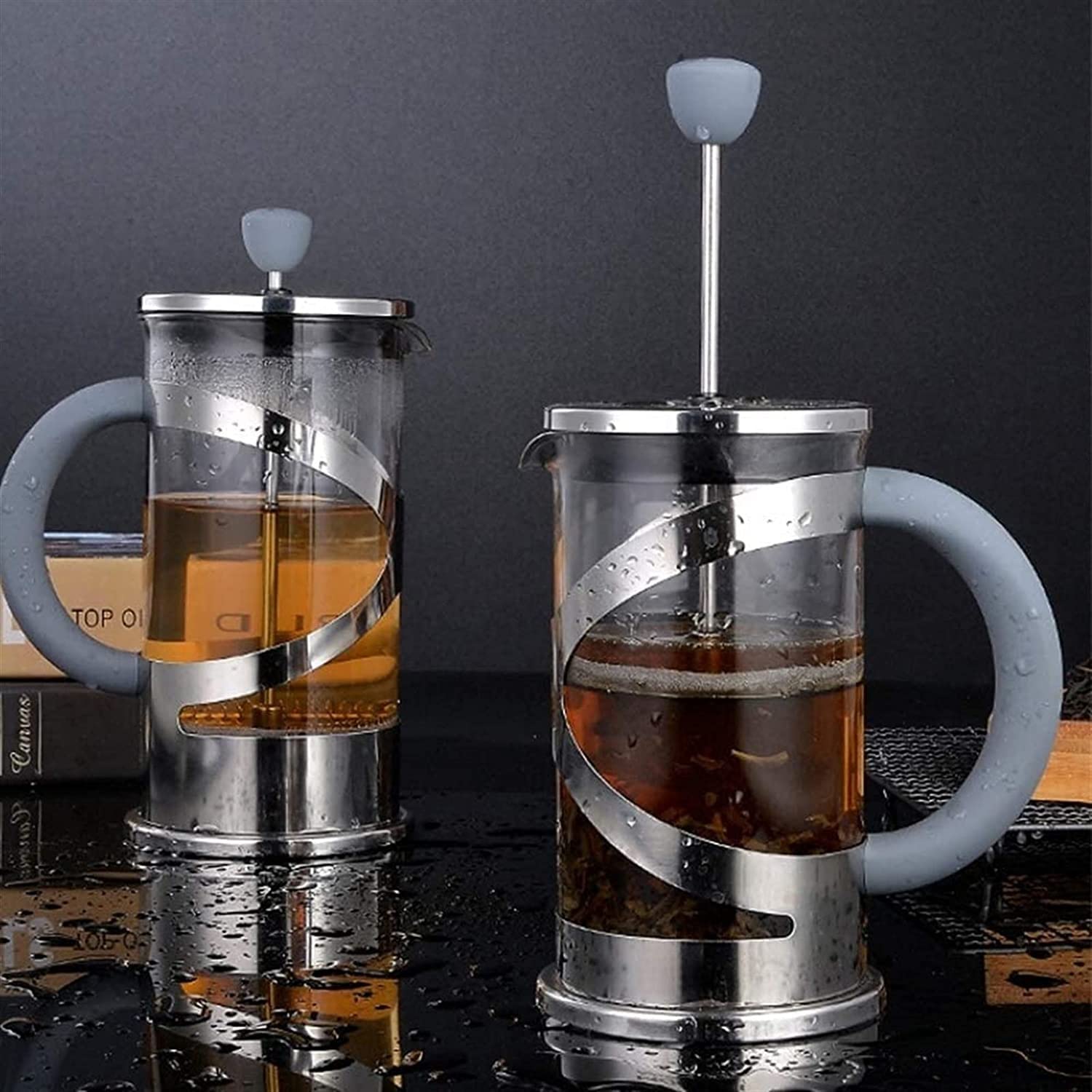 YOUOOK French Coffee Press - 600 ml - Espresso and Tea Maker with Triple Filters, Stainless Steel Plunger and Heat Resistant Borosilicate Glass