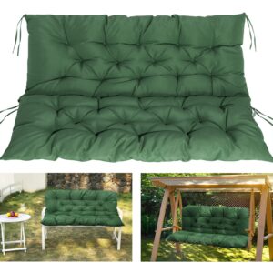 COSNUOSA Swing Replacement Cushions Waterproof Porch Swing Cushions 2-3 Seater Outdoor Swing Cushions for Outdoor Furniture Dark Green 60x40 Inches