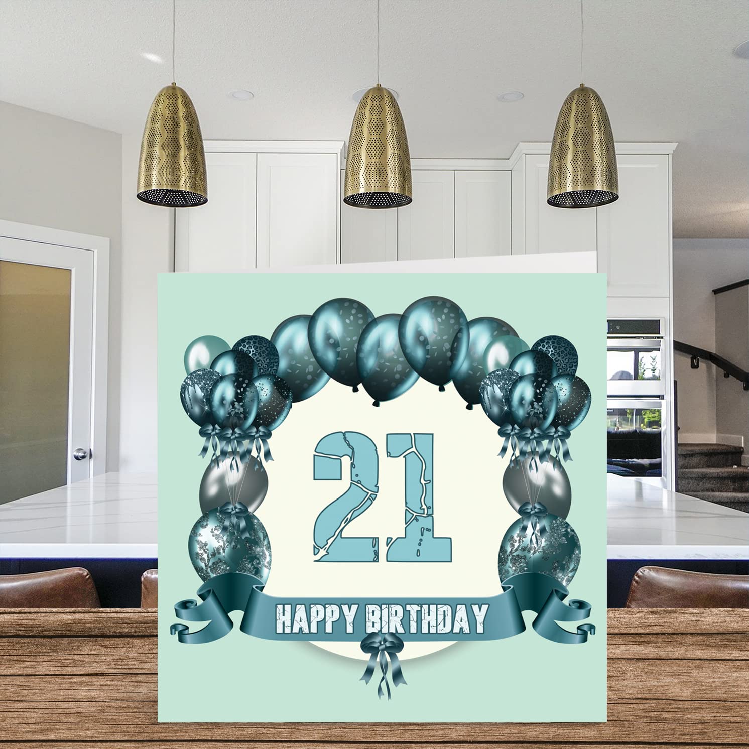 Fun 21st Birthday Cards for Men - Birthday Balloons - Happy Birthday Card for Son Nephew Niece Sister Uncle Brother Granddaughter Daughter Grandson, 5.7 x 5.7 Inch Greeting Cards, 21st Birthday Card