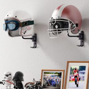 SKIKEN Helmet Holder Rack (White) Wall Mounted, Football Helmet Rack Stand, Wall Motorcycle Helmet Rack, Storage Rack for Motorcycle Jacket, Baseball and Sports Helmet (White, 1Pack)