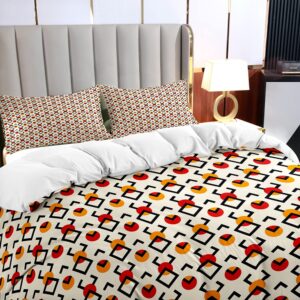 Abosbeet Geometric Circle Square Duvet Cover Queen with 2 Pillowshames Polyester Soft Duvet Cover Set Women Men Bedroom Decor