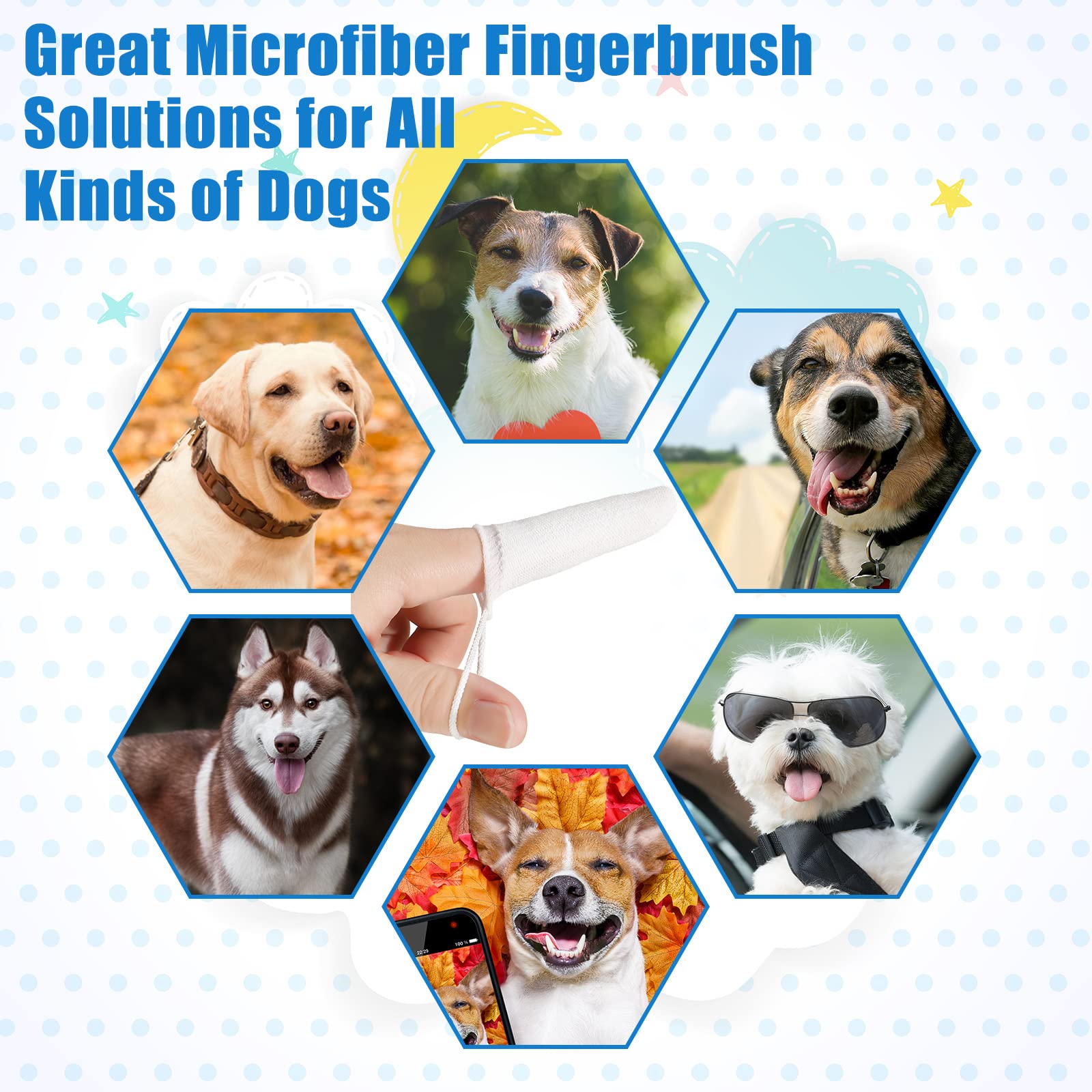 20 Pcs Microfiber Fingerbrush for Dogs Soft Finger Toothbrush Pet Dental Finger Brush for Dog Cat Teeth Cleaning Remove Plaque and Tartar