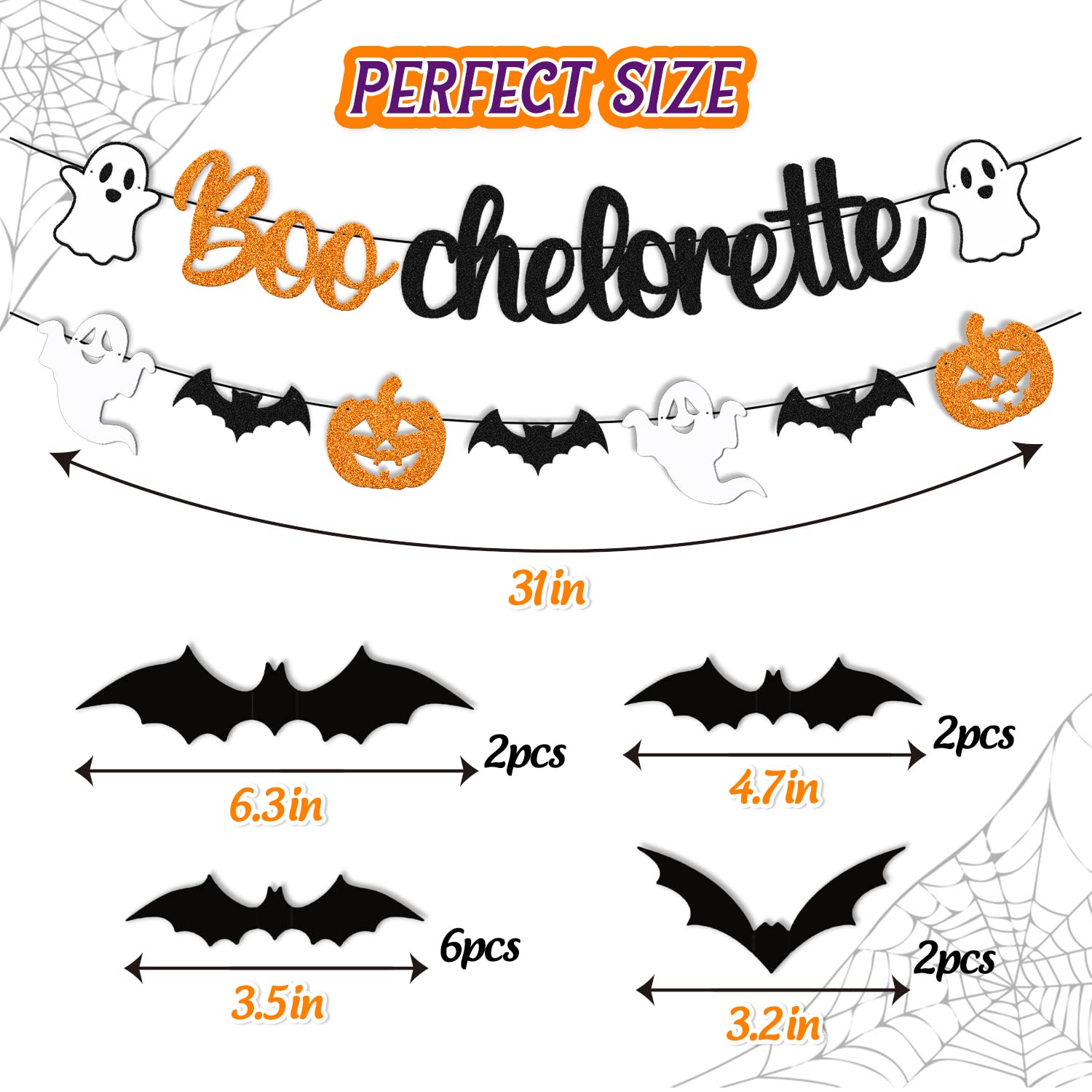 35 PCS Boochelorette Party Decorations Halloween Banner Ghost Bat Wall Decor Pumpkin Theme for Bachelorette Engagement Wedding Bridal Shower Hen Party Supplies