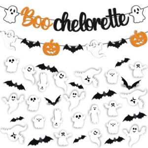 35 pcs boochelorette party decorations halloween banner ghost bat wall decor pumpkin theme for bachelorette engagement wedding bridal shower hen party supplies