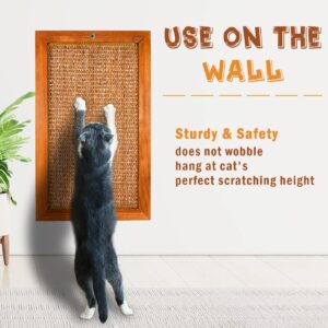 LSAIFATER Cat Scratching Post - Large, Wooden Sisal Cat Wall Scratcher, Floor or Wall Mounted Vertical Cat Scratch Pad for Indoor Cats Adults or Kittens, Cat Wall Furniture Protector