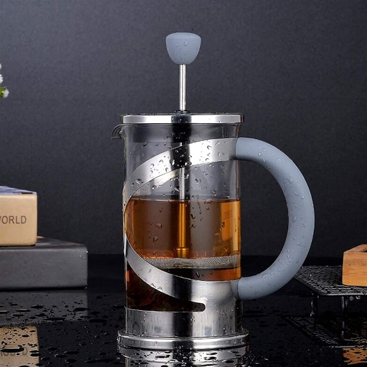 YOUOOK French Coffee Press - 600 ml - Espresso and Tea Maker with Triple Filters, Stainless Steel Plunger and Heat Resistant Borosilicate Glass