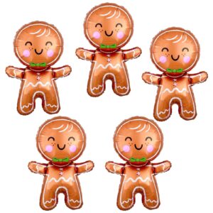 10Pcs Christmas Balloons Decorations Large Gingerbread Man Helium Balloons Red Candy Foil Mylar Balloons for Winter Themed Christmas Holiday Birthday Baby Shower Party Decorations Supplies