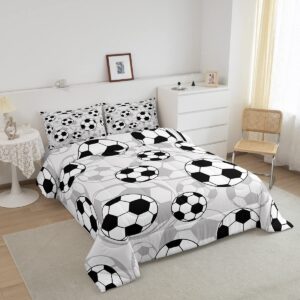 Football Comforter Set Soccer Ball Sports Pattern Bedding Bed Set for Kids Boys Girls Sports Theme Comforter Inner Fill Ball Competition Games Quilt Set Bedroom Collection 2Pcs Twin Size