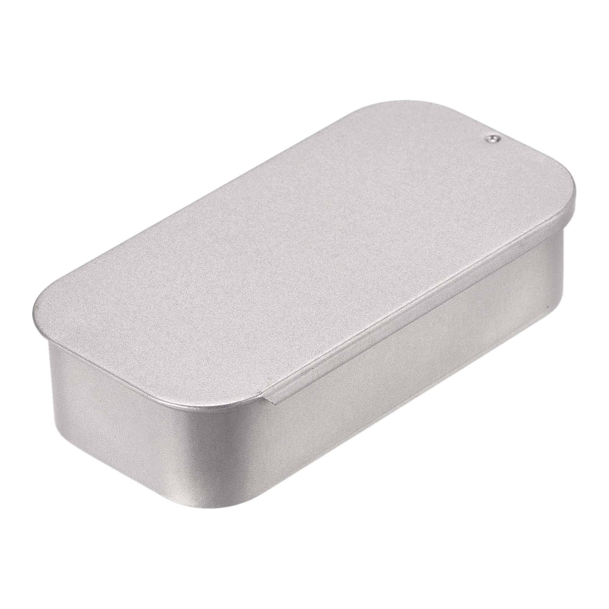 uxcell Metal Tin Box, 8pcs 3.54" x 1.77" x 0.79" Rectangular Empty Tinplate Storage Containers with Sliding Lids, Silver Tone