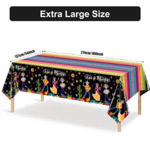 3 Pieces Day of The Dead Tablecloth Dia De Los Muertos Table Cover Halloween Sugar Skull Floral Table Cover Mexican Fiesta Plastic Tablecloth for Halloween Mexican Fiesta Party Supplies, 54 x 108 Inch