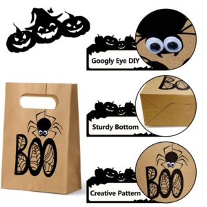 WEEPA Halloween Goodie Bag, 24 Pcs Halloween Bags for Candy Halloween Treat Bags for Trick or Treat Bulk Paper Gift Bags for Kids (Brown)