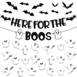 35 pcs here for the boos decorations halloween banner ghost bat wall decor haunted house pumpkin happy boo day theme for boy girl kid halloween festival holiday party decoration black glitter supplies