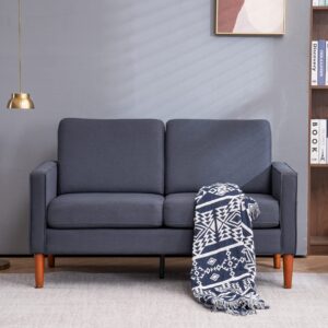 Karl home Loveseat 53.5" Modern Sofa Couch Upholstered Love Seat Furniture 2-Seat Small Sofa for Living Room, Bedroom, Apartment, Studio, Office, Dark Gray