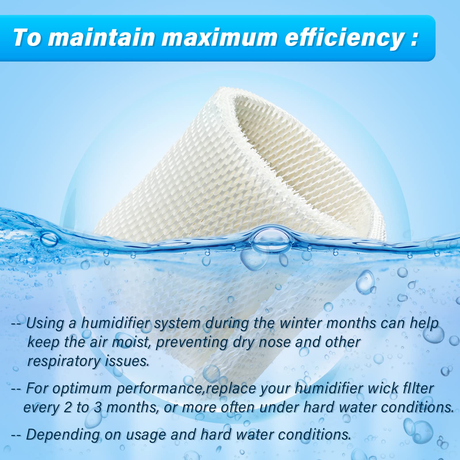 MAF2 Super Wick Humidifier Filter, for Aircare/Essick Air/Moist Air Humidifier MA0600, MA0601, MA0800, MA08000, Kenmore 5408,154080,32 15508 Filters, Humidifier Replacement Wicks - 2-Pack