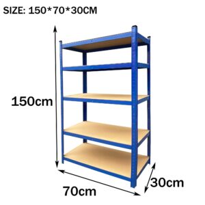 ANSIMIDA 5 Tiers Steel Shelves for Storage Heavy Duty Garage Organization Utility Shelf Rack for Books, Kitchenware, Tools Bolt-Free Assembly 59x27.5x11.8 inch