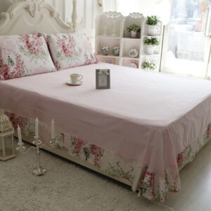 FADFAY 7Pcs Shabby Rose Floral Duvet Cover Sheets Set Queen Size, 1 Duvet Cover+1 Flat Sheet+1 Fitted Sheet+ 4 Standard Size Shams