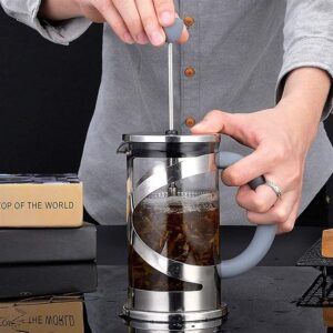 YOUOOK French Coffee Press - 600 ml - Espresso and Tea Maker with Triple Filters, Stainless Steel Plunger and Heat Resistant Borosilicate Glass