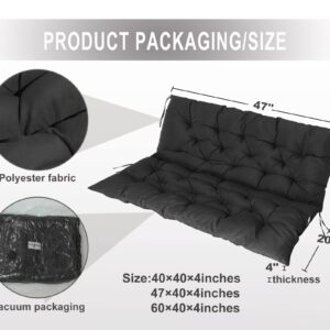 COSNUOSA Swing Replacement Cushions Waterproof Porch Swing Cushions 2-3 Seater Outdoor Swing Cushions for Outdoor Furniture Black 47x40 Inches