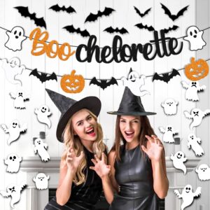 35 PCS Boochelorette Party Decorations Halloween Banner Ghost Bat Wall Decor Pumpkin Theme for Bachelorette Engagement Wedding Bridal Shower Hen Party Supplies