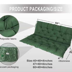 COSNUOSA Swing Replacement Cushions Waterproof Porch Swing Cushions 2-3 Seater Outdoor Swing Cushions for Outdoor Furniture Dark Green 60x40 Inches