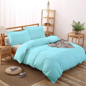 Star Linen 3-Piece Duvet Cover Set with Zipper Closure & Corner Ties,Solid 1000-TC Ultra Soft Pillow Shams 100% Egyptian Cotton (Queen/Full/Full XL 90x90, Aqua)