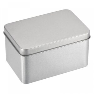 uxcell metal tin box, 4.21" x 2.87" x 2.36" rectangular empty tinplate containers with lids, silver tone, for home organizer, candles, gifts, car keys, crafts storage