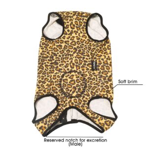 Jiupety Cat Surgical Recovery Suit, Cat Bodysuit for Abdominal Wound After Surgery Or Skin Diseases, Substitute E-Collar, L Size, Anti-Licking Surgical Cat Onesies, Leopard.