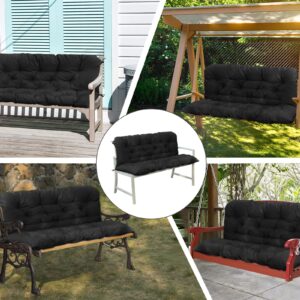 COSNUOSA Swing Replacement Cushions Waterproof Porch Swing Cushions 2-3 Seater Outdoor Swing Cushions for Outdoor Furniture Black 47x40 Inches