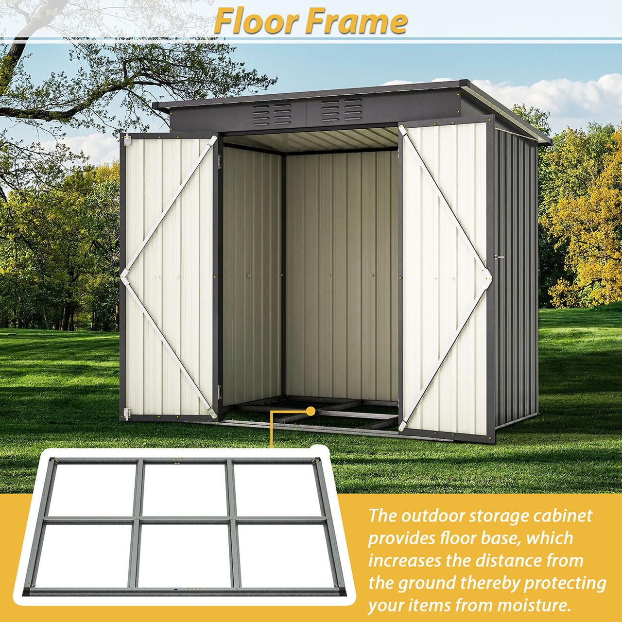 Outdoor Storage Shed 8x6 FT Outdoor Shed,Backyard Shed Garden Shed Metal Shed with Lockable Door,Storage House for Backyard Garden Patio and Lawn,Perfect to Store Tools,Bike Accessories,Lawn Mower