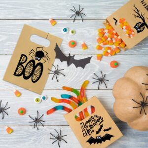 WEEPA Halloween Goodie Bag, 24 Pcs Halloween Bags for Candy Halloween Treat Bags for Trick or Treat Bulk Paper Gift Bags for Kids (Brown)