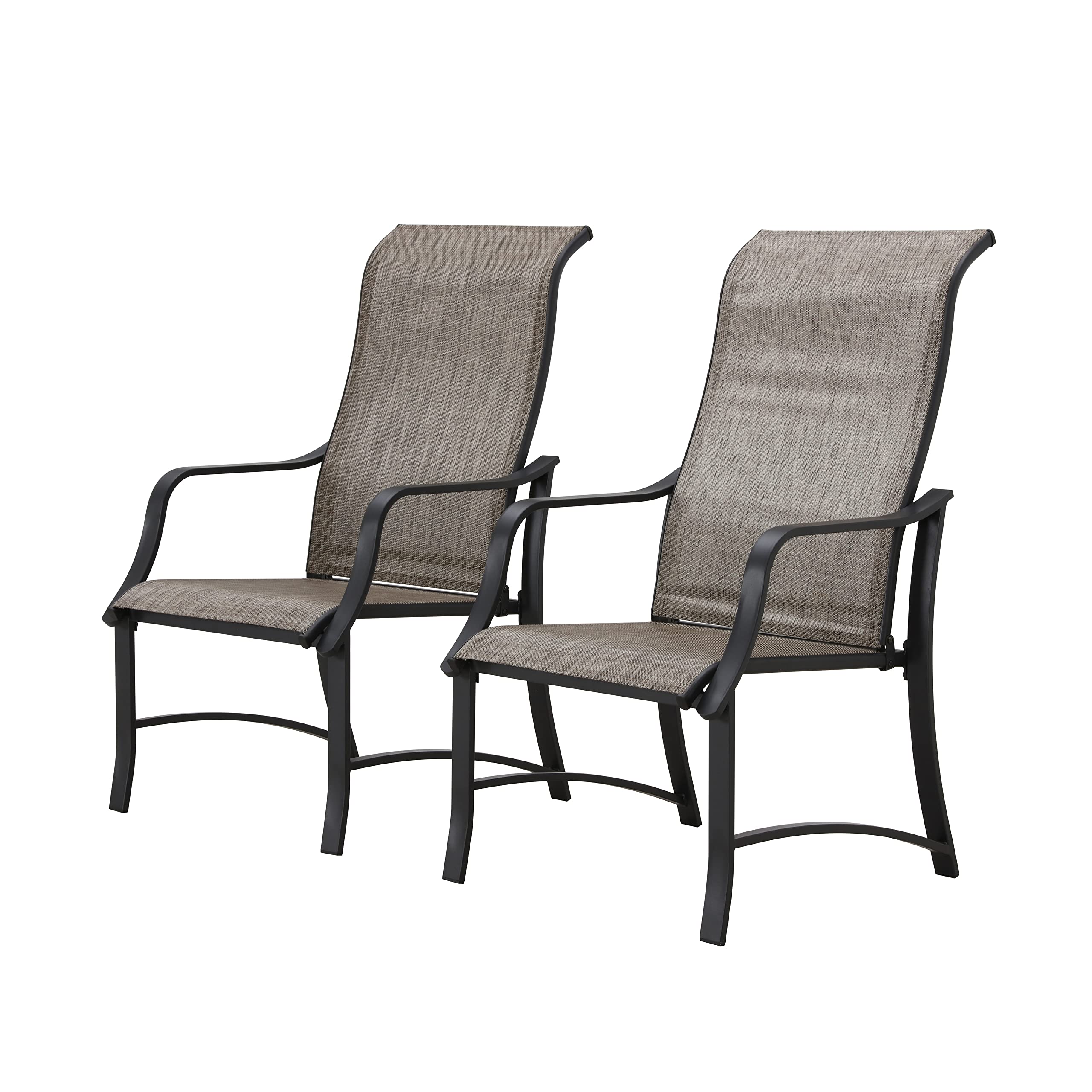 LOKATSE HOME Dining Chairs with High Backrest Outdoor Metal Furniture for Garden Patio Pool Yard, Grey