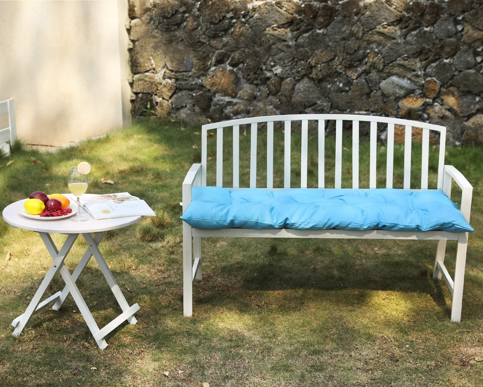 COSNUOSA Outdoor Bench Cushion Waterproof Outdoor Loveseat Cushions Swing Cushions Bench Cushions for Indoor Furniture Sky Blue 60x20 Inches