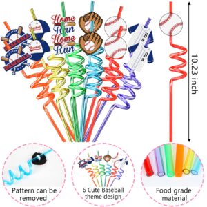 Erweicet Baseball Party Favors Set 72 PCS Baseball Slap Straws Silicone Bracelets Tattoo Stickers Mini Bouncy Balls Toy for Goodie Bag Fillers Baseball Themed Birthday Party Supplies