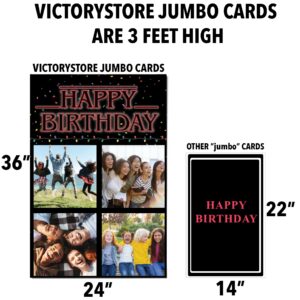 VictoryStore Jumbo 3 Foot Custom Happy Birthday Card, 4 Photo Birthday Card, Custom Inside Text, 2 feet x 3 feet Card